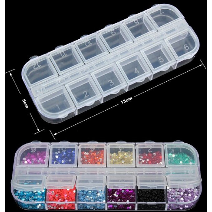 1 boite box avec couvercle 12 compartiments apprêt,perles,boutons neuf -  Un grand marché